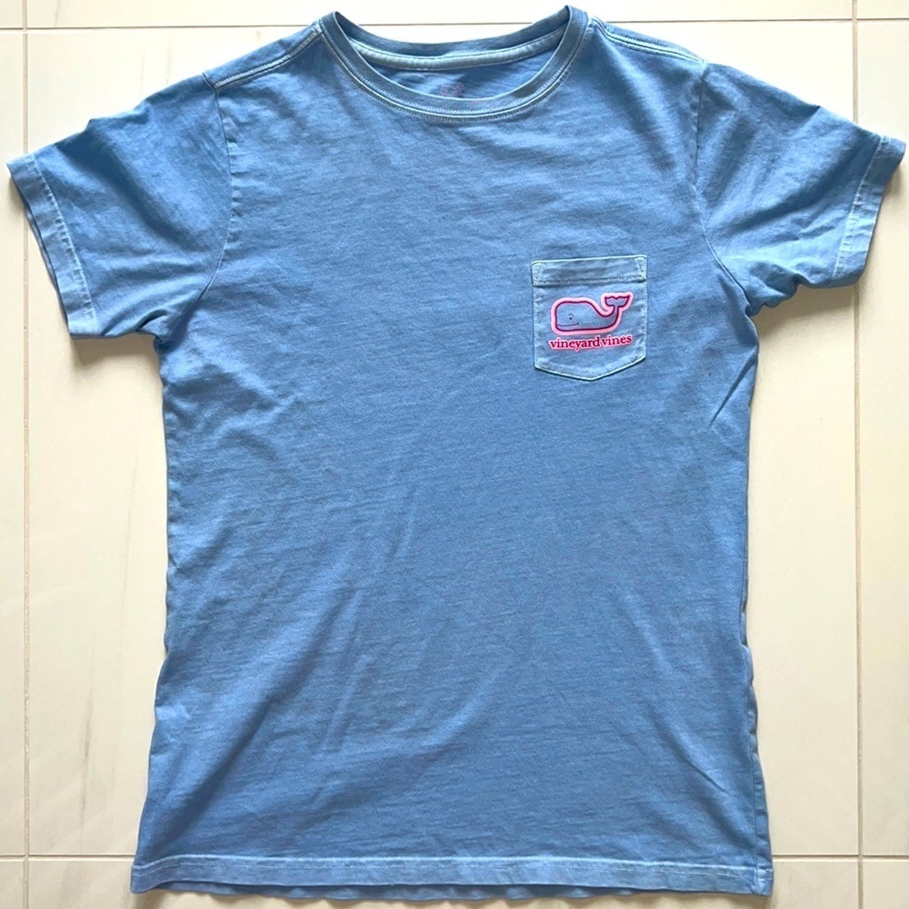 Vineyard Vines Light Blue Classic Distressed/Garment Dyed Short Sleeve T Size XS